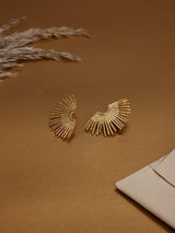 Gold Sunburst Fan Earrings - TOSSIDO