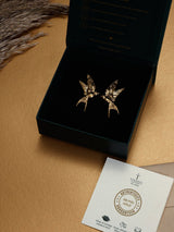 Gold Swallow Bird Stud Earrings - TOSSIDO