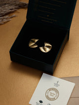 Gold Textured Fan Stud Earrings - TOSSIDO