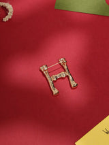 Golden Alphabet H Brooch - TOSSIDO