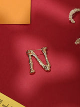 Golden Alphabet N Brooch - TOSSIDO