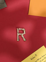 Golden Alphabet R Brooch - TOSSIDO