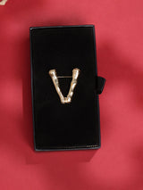 Golden Alphabet V Brooch - TOSSIDO