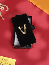 Golden Alphabet V Brooch - TOSSIDO