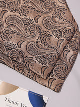 Golden Beige Paisley Woven Ascot & Pocket Square - TOSSIDO
