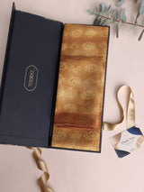 Golden Brown Lotus Stole & Pocket Square Set
