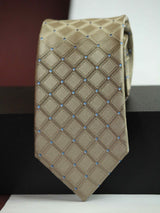 Golden Check Woven Silk Necktie - TOSSIDO