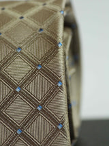 Golden Check Woven Silk Necktie - TOSSIDO