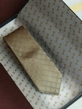 Golden Check Woven Silk Necktie - TOSSIDO