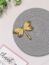 Golden Dragonfly Crystal Brooch
