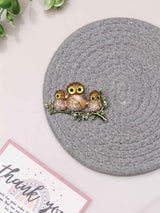 Golden Owl Family Brooch