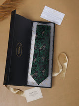 Green & Black Flamingo Teflon Silk Necktie - TOSSIDO