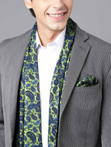 Green & Blue Paisley Stole & Pocket Square Set - TOSSIDO
