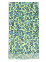 Green & Blue Paisley Stole & Pocket Square Set - TOSSIDO