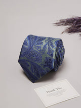 Green & Blue Paisleys Teflon Silk Necktie - TOSSIDO