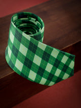 Green Check Micro Fiber Necktie - TOSSIDO
