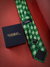 Green Check Micro Fiber Necktie - TOSSIDO
