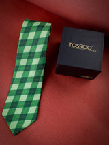 Green Check Micro Fiber Necktie - TOSSIDO