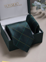Green Check Necktie & Pocket Square Giftset - TOSSIDO
