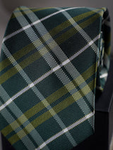 Green Check Woven Long Necktie - TOSSIDO