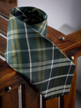 Green Check Woven Long Necktie - TOSSIDO
