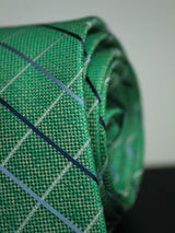 Green Check Woven Silk Necktie - TOSSIDO