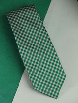 Green Check Woven Silk Necktie - TOSSIDO
