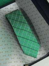 Green Check Woven Silk Necktie - TOSSIDO