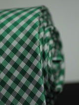 Green Check Woven Silk Necktie - TOSSIDO