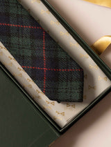 Green Checks Wool Necktie - TOSSIDO