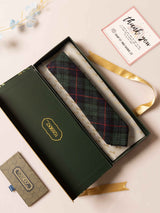 Green Checks Wool Necktie - TOSSIDO