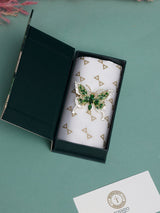 Green & Cream Crystal Butterfly Brooch - TOSSIDO