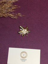 Green Enamel Crystal Maple Leaf Brooch