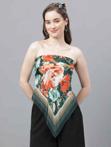 Green Floral Scarf & Scarf Bag Set - TOSSIDO