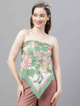 Green Floral Scarf & Scarf Bag Set - TOSSIDO