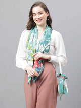 Green Floral Scarf & Scarf Bag Set - TOSSIDO
