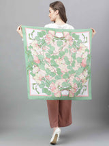 Green Floral Scarf & Scarf Bag Set - TOSSIDO