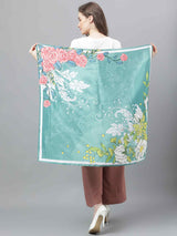 Green Floral Scarf & Scarf Bag Set - TOSSIDO