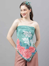 Green Floral Scarf & Scarf Bag Set - TOSSIDO