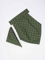 Green Geometric Woven Cravat & Pocket Square Set - TOSSIDO