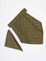 Green Geometric Woven Cravat & Pocket Square Set - TOSSIDO