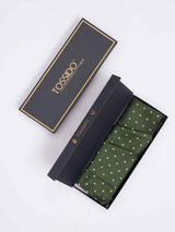 Green Geometric Woven Cravat & Pocket Square Set - TOSSIDO