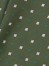 Green Geometric Woven Cravat & Pocket Square Set - TOSSIDO