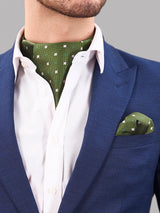 Green Geometric Woven Cravat & Pocket Square Set - TOSSIDO