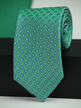 Green Geometric Woven Silk Necktie - TOSSIDO