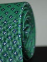 Green Geometric Woven Silk Necktie - TOSSIDO
