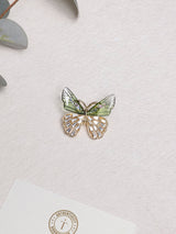 Green Glitter Baguette Butterfly Brooch - TOSSIDO