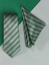 Green & Grey Necktie & Pocket Square Giftset - TOSSIDO