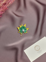 Green Maple Leaf Brooch - TOSSIDO