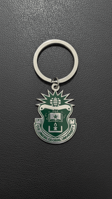 Green on Silver JGU Crest Laminated Keychain - TOSSIDO